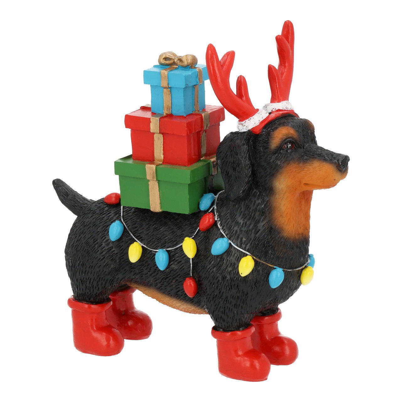 Hund mit Geschenk aus Poly Bunt (B/H/T) 20x21x7cm Figur, Spielzeug