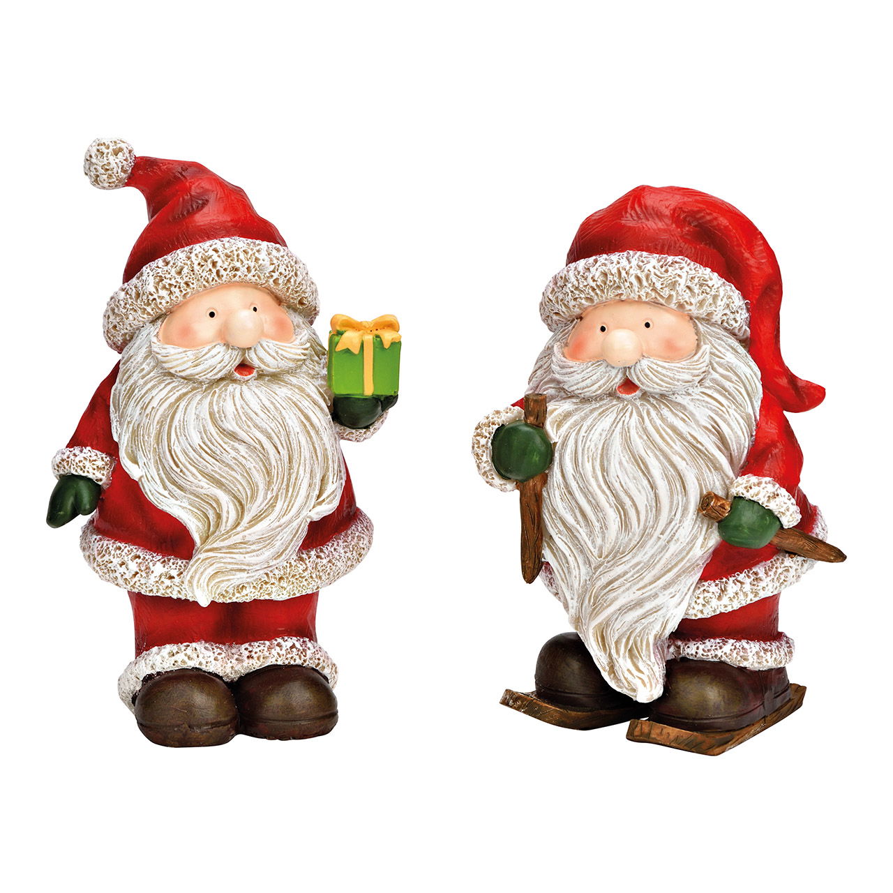 Babbo Natale sugli sci, con regalo in polietilene colorato 2 volte, (L/H/D) 8x14x7cm Babbo Natale sugli sci, con regalo in polietilene colorato 2 volte, (L/H/D) 8x14x7cm