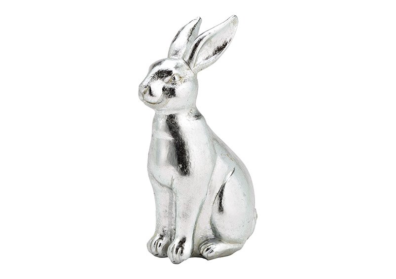Bunny from poly silver (W/H/D) 13x22x9cm