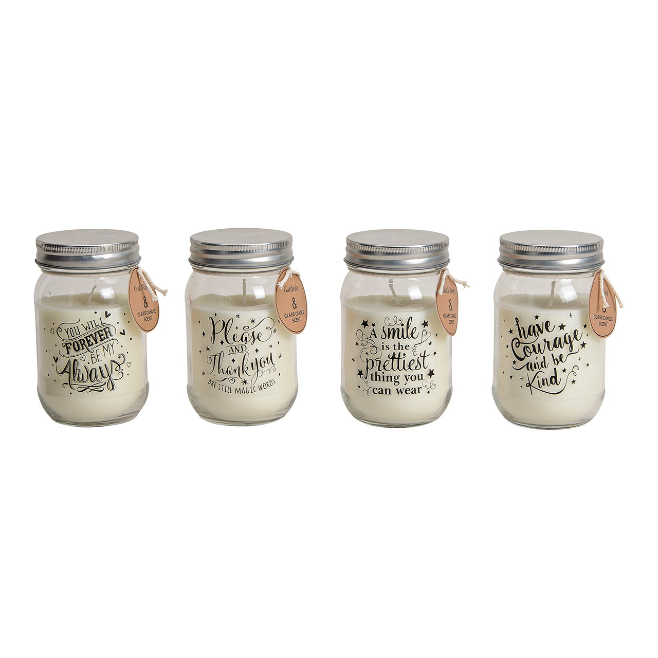 Votivkerze, Glasglasur, Kerzen im Glas, Spruchkerzen, 4er-Set