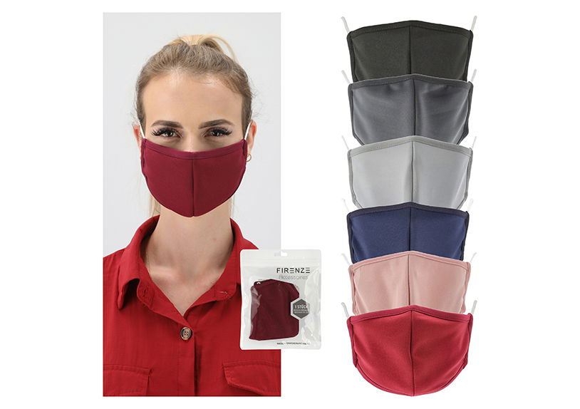 Mund-Nasen-Maske aus Polyester Bunt, UNI 6-fach, (H) 12cm Mund-Nasen-Maske aus Polyester Bunt, UNI 6-fach, (H) 12cm