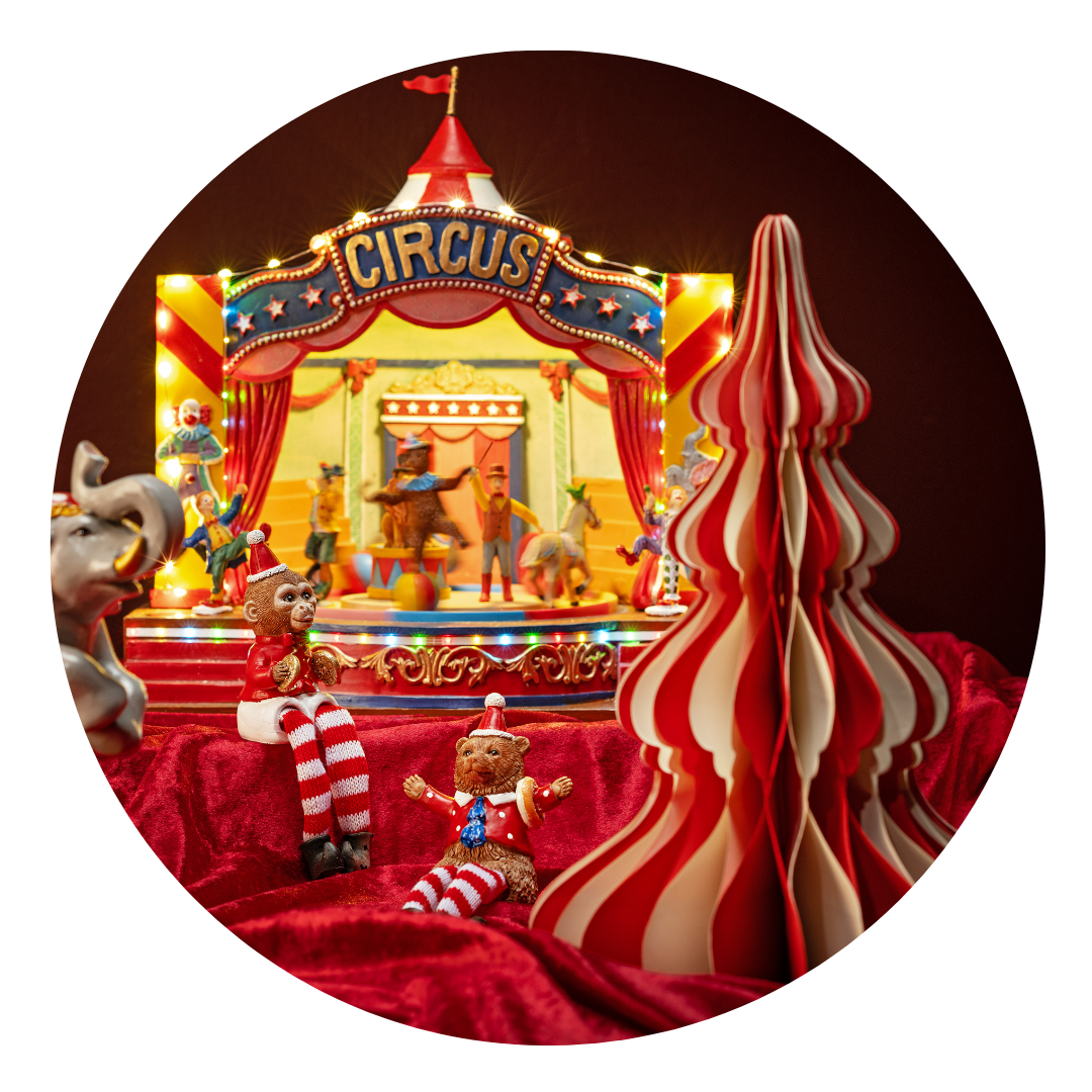 Zirkus, Figuren, Miniatur, Stroh-Weihnachtsbaum, Theaterbühne