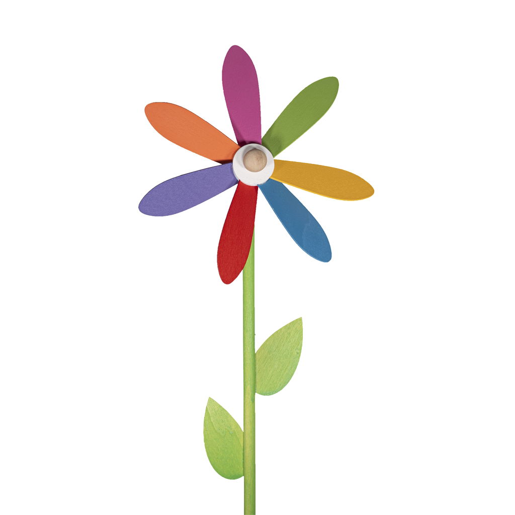 Regenboog windmolen, 24 st/spl., hout, D9x3.5x28cm, 1 st, regenboog - PROMOTIE Blume, Pflanze