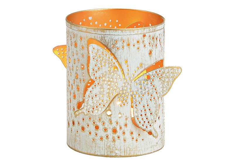 Vento luce decorazione farfalla, metallo bianco, oro (w/h/d) 8x13x8cm
