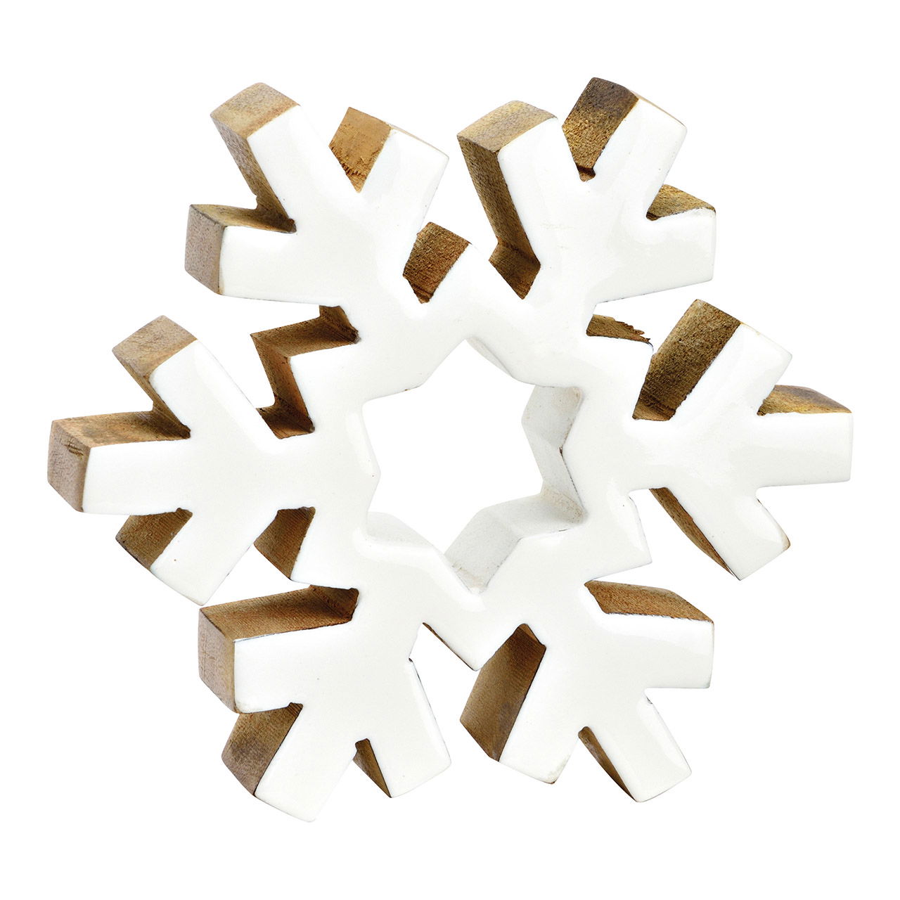 Schneeflocke aus Mangoholz weiß (B/H/T) 16x14x3cm Schneeflocke aus Mangoholz weiß (B/H/T) 16x14x3cm