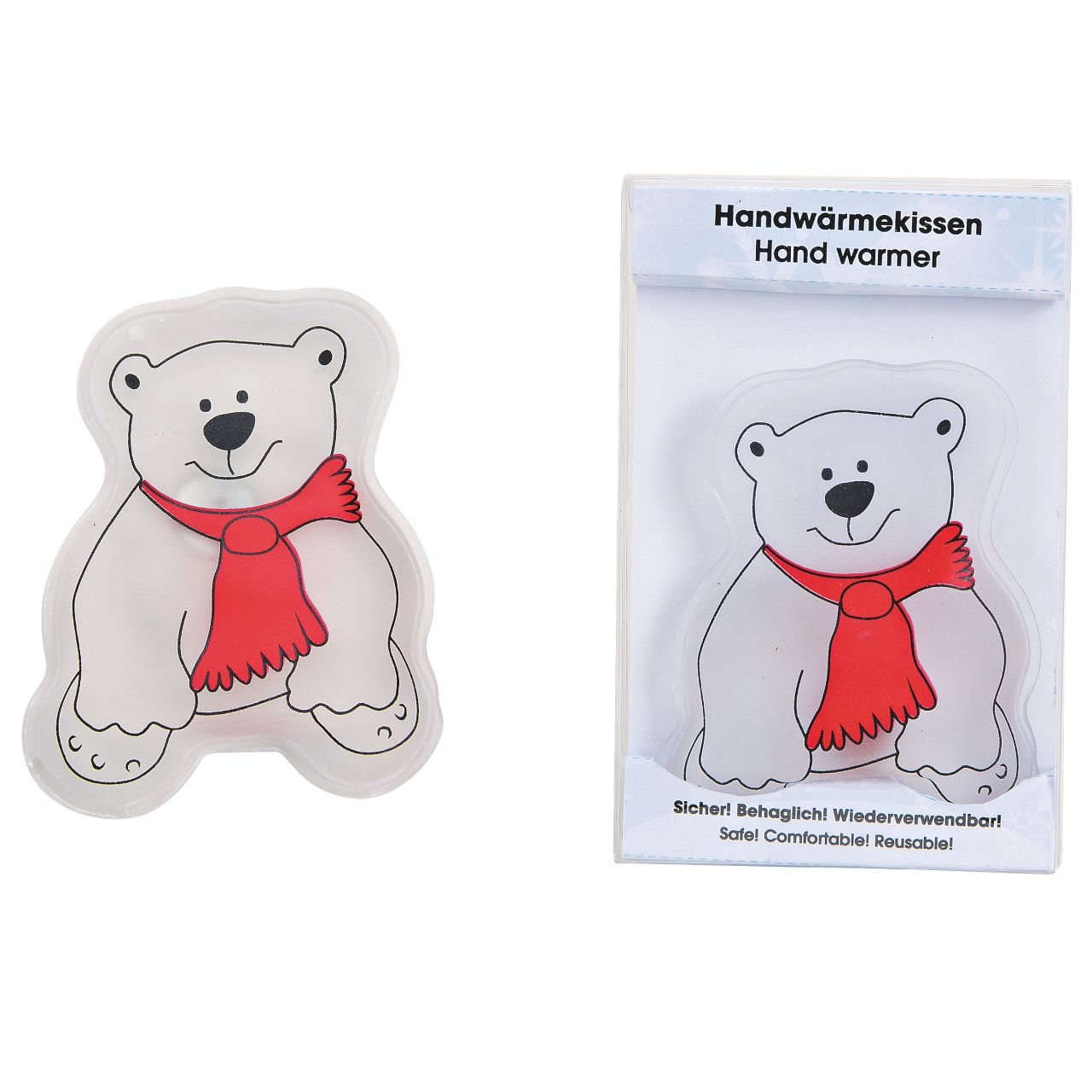 Taschenwärmer Eisbär aus Kunststoff Weiß (B/H/T) 9x10x1cm Tier, Bär, Säugetier, Tierwelt