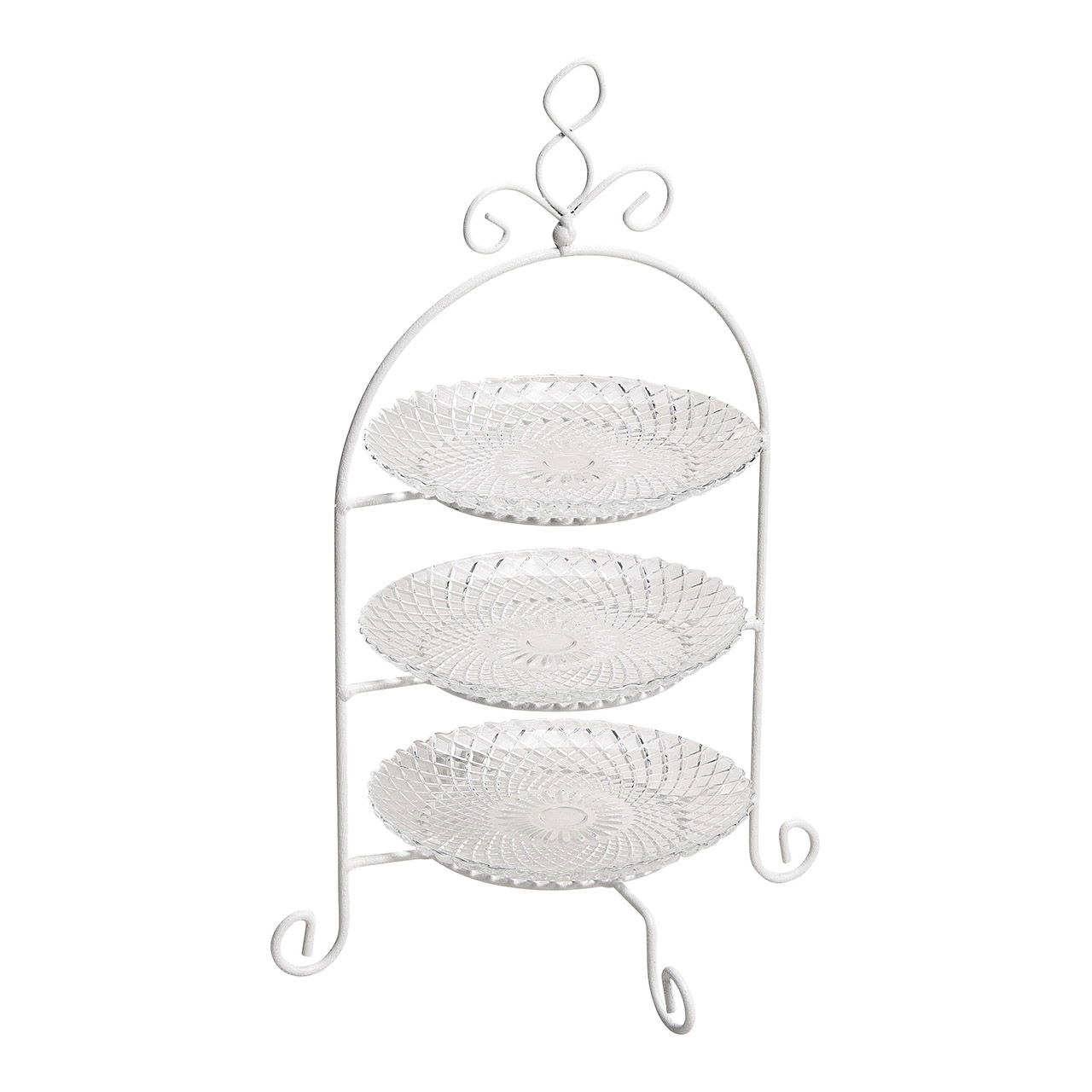 Etagere mit 3 Etagen Rautenmuster aus Glas, Metall Transparent (B/H/T) 22x37x22cm Etagere mit 3 Etagen Rautenmuster aus Glas, Metall Transparent (B/H/T) 22x37x22cm