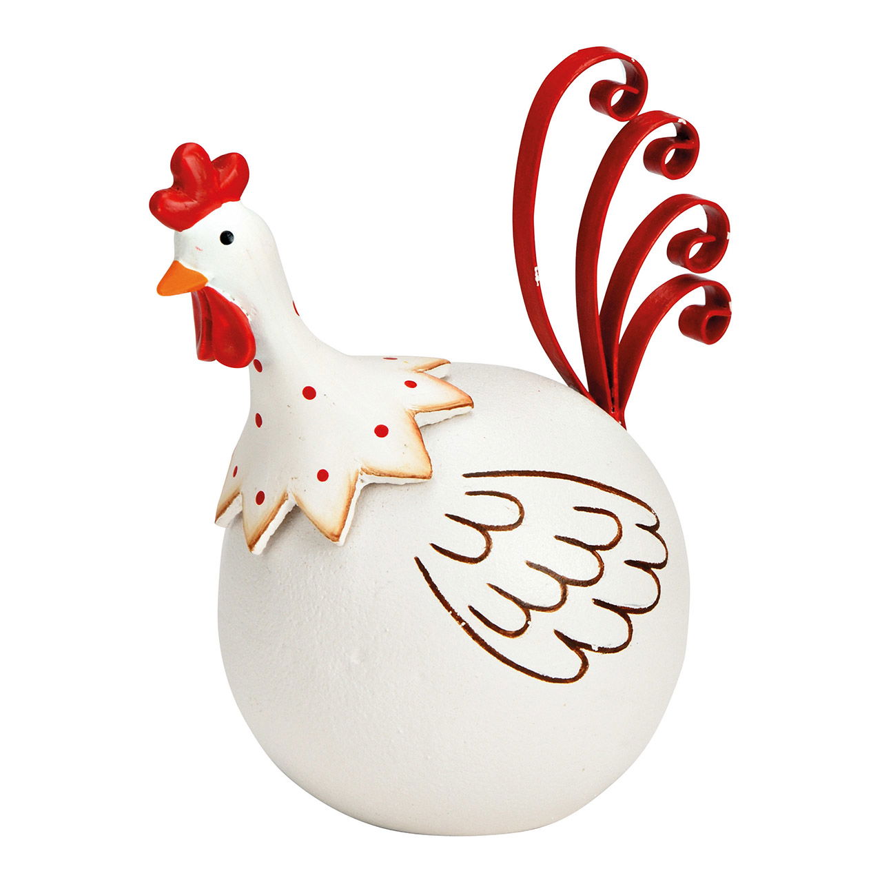Huhn aus Metall weiß, rot (B/H/T) 10x10x6cm Tier, Vogel, Hühnchen, Geflügel