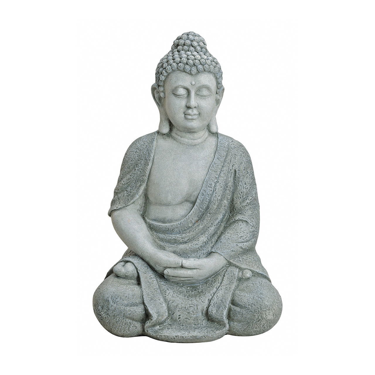 Buddha sitzend in grau aus Poly, 62 cm Buddha sitzend in grau aus Poly, 62 cm