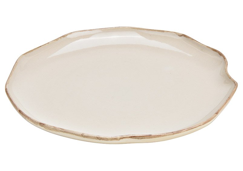 Plate stoneware cream (W/H/D) 26x3x26cm
