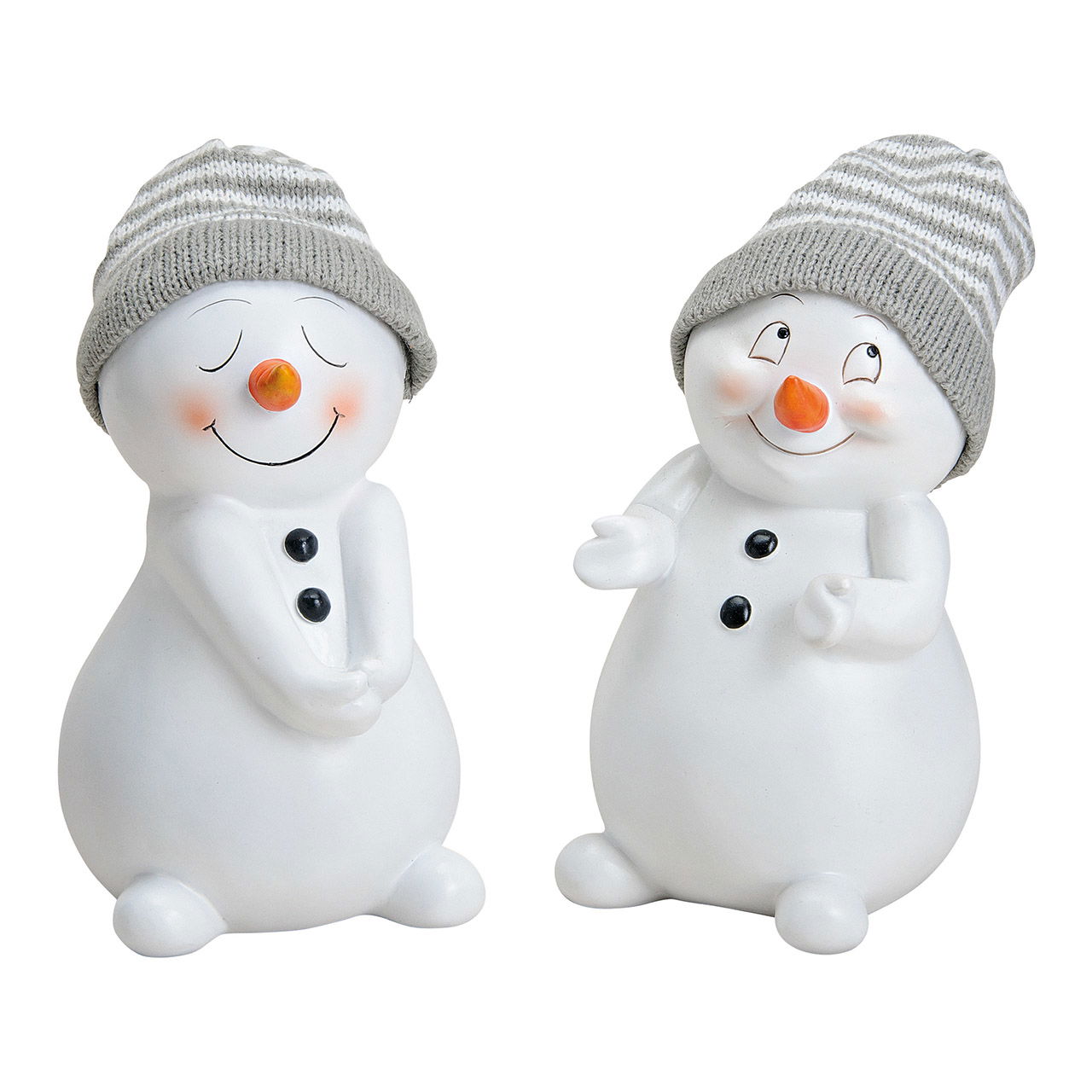 Schneemann mit Strickmütze grau weiß, aus Poly, Weiß 2-fach soritert, (B/H/T) 12x19x12cm Schneemann mit Strickmütze grau weiß, aus Poly, Weiß 2-fach soritert, (B/H/T) 12x19x12cm
