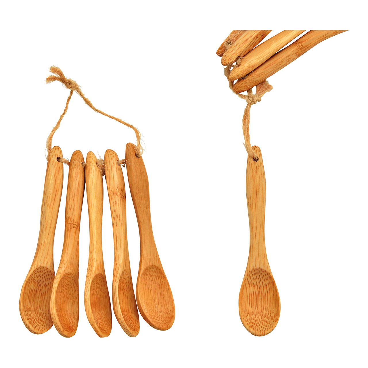 Mini spoon set of 5, made of bamboo natural (W/H) 2x10cm