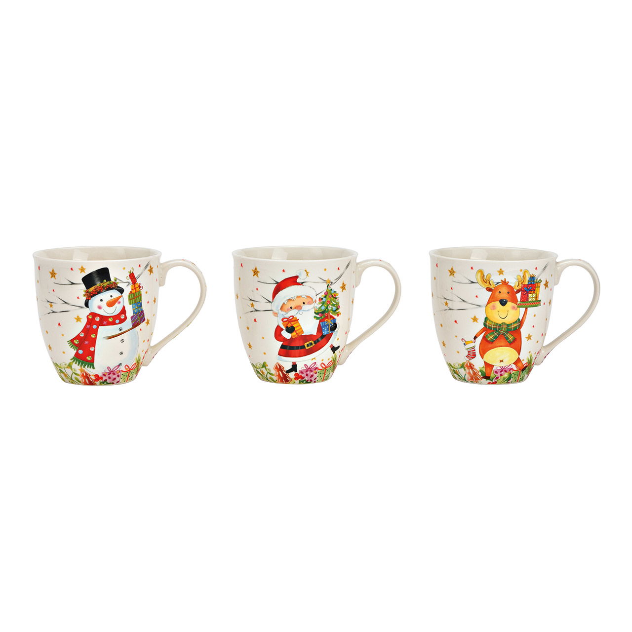 Jumbo Gobelet Père Noël, Bonhomme de neige, Renne en porcelaine multicolore 3 fois, (L/H/P) 15x11x10cm, 590 ml