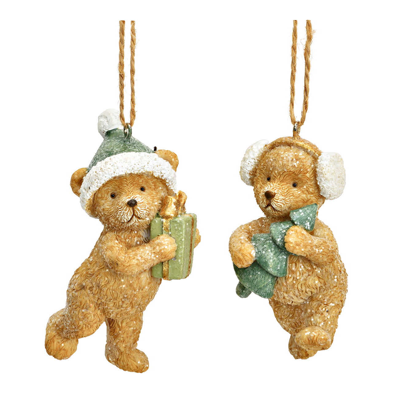 Hänger Bär mit Tannenbaum/Geschenk aus Poly, 2-fach, Braun/Grün (B/H/T) 4x7x4cm Hänger Bär mit Tannenbaum/Geschenk aus Poly, 2-fach, Braun/Grün (B/H/T) 4x7x4cm