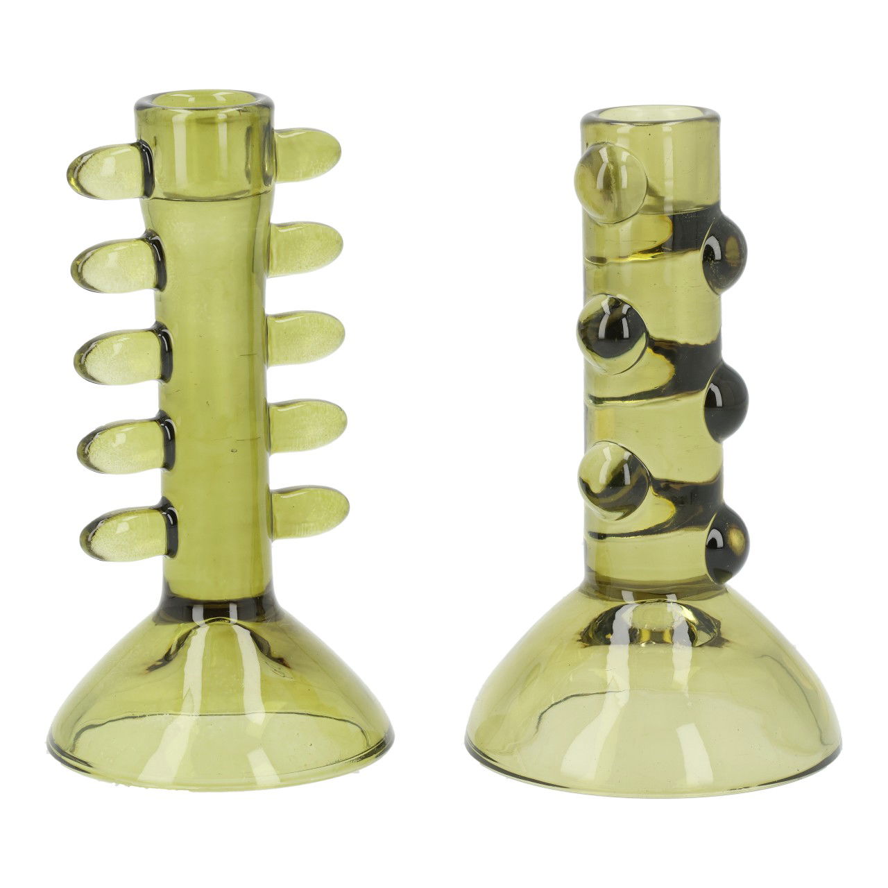 Kerzenhalter aus Glas Grün 2-fach sortiert (B/H/T) 8x14x8cm Kerze, Rauchrohr, Kerzenständer