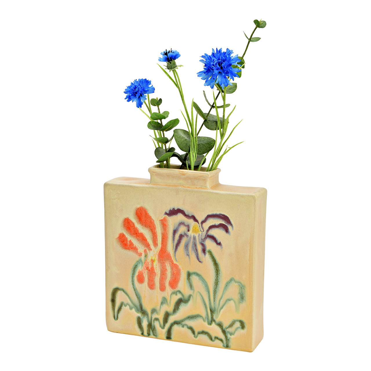 Vase flower decor made of stoneware, beige (W/H/D) 24x26x6cm Pflanze, Pflanze im Topf, Töpferei, Blumen-Arrangement, Glas