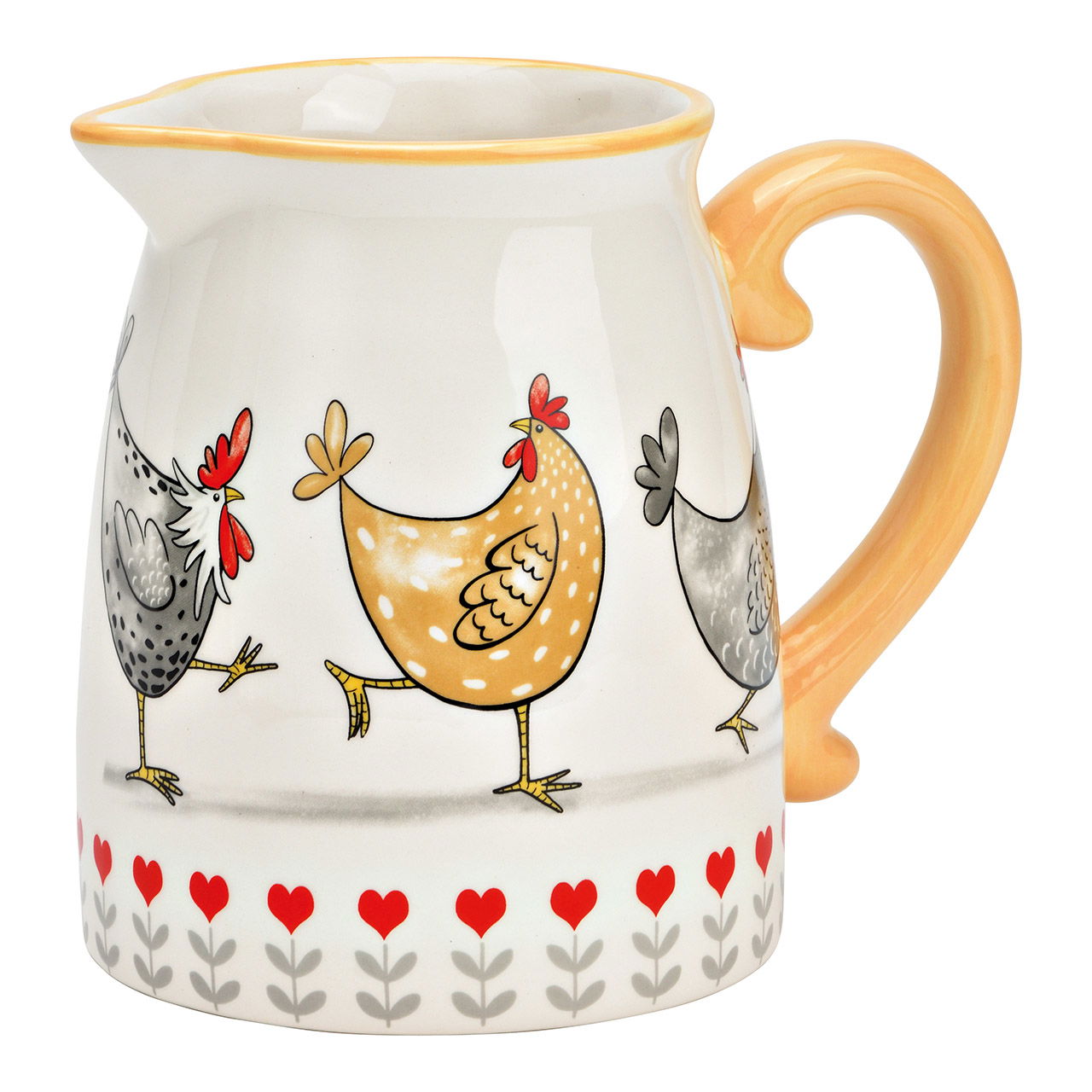 Jarra de cerámica de colores con decoración de gallinas (A/A/P) 15x18x12cm Jarra de cerámica de colores con decoración de gallinas (A/A/P) 15x18x12cm