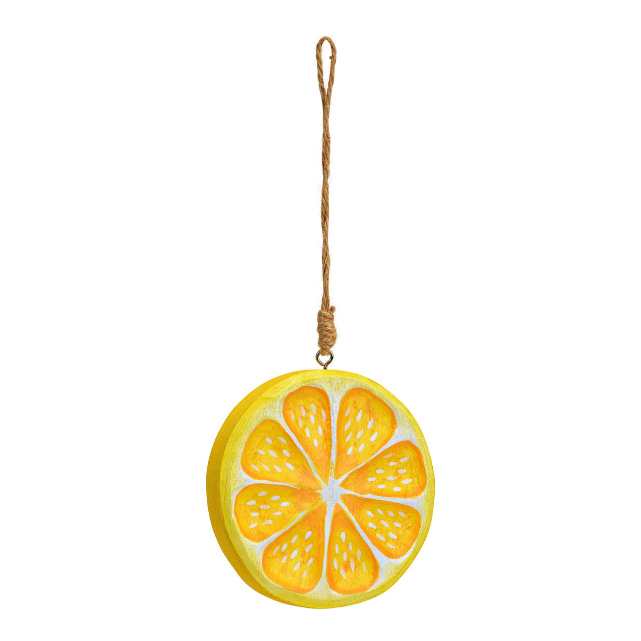 Suspension Rondelle de citron en bois, jaune (L/H/P) 9x9x1cm