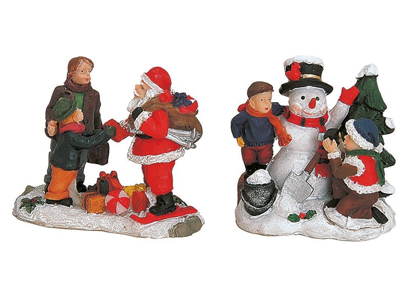Figurines de Noël miniatures en poly, 4 pièces assorties, 6 cm