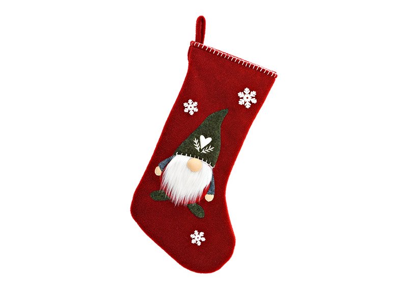 Santa boot to hang made of textile red (W/H/D) 24x49x2cm
