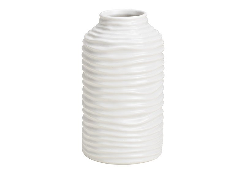 Ceramic vase white (W/H/D) 8x15x8cm