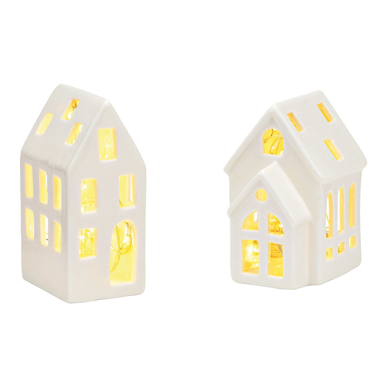 Haus aus Keramik, 2-fach, Weiß (B/H/T) 6x11x4cm/8x10x6cm Haus aus Keramik, 2-fach, Weiß (B/H/T) 6x11x4cm/8x10x6cm