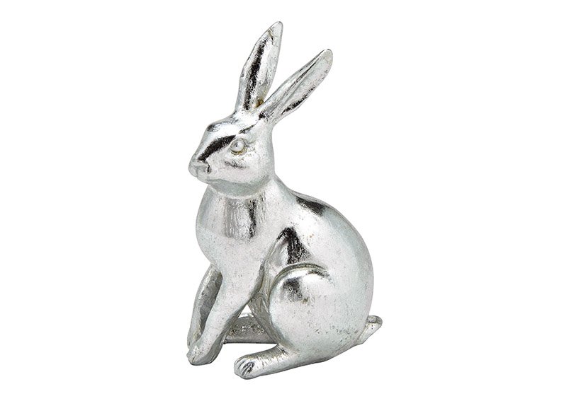 Bunny from poly silver (W/H/D) 8x12x6cm