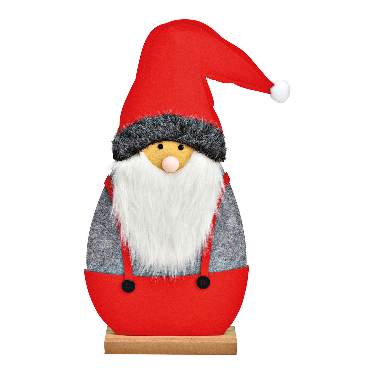 Kerstman op houten voet van vilt rood (B/H/D) 25x50x6cm