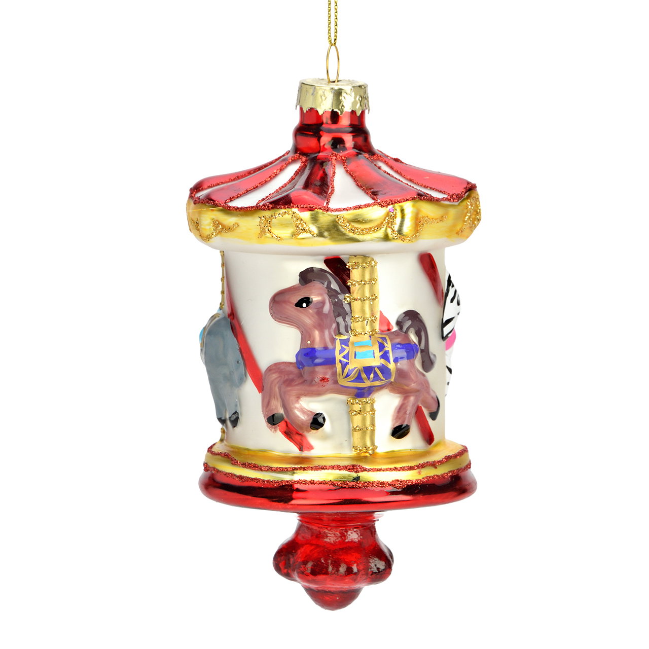Christmas hanger carousel made of colorful glass (W/H/D) 7x13x7cm