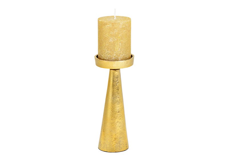 Metal candle holder gold (W/H/D) 8x20x8cm