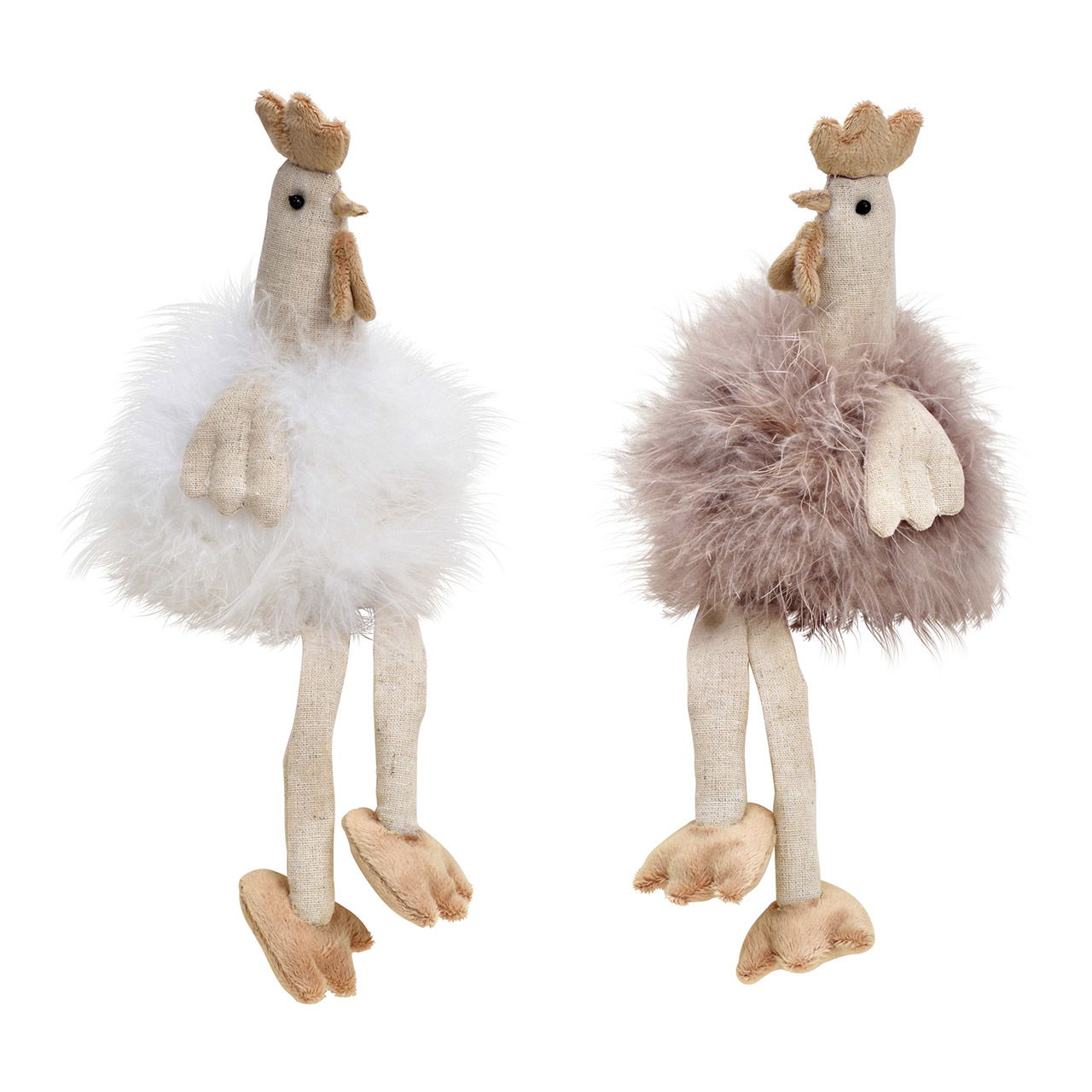 Edge stool chicken made of textile, plastic white, brown 2-fold, (W/H/D) 12x18/35x12cm