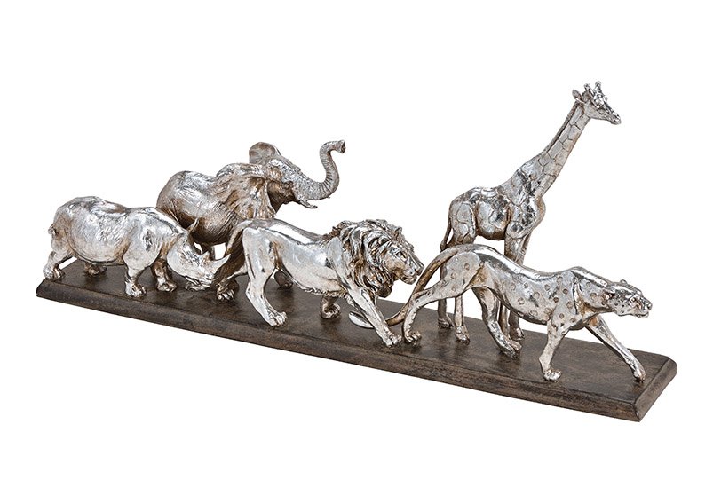 Group of animals africa poly silver, 50x23x9cm