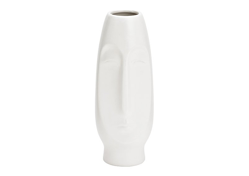 Vase visage en céramique blanc (L/H/P) 9x22x9cm