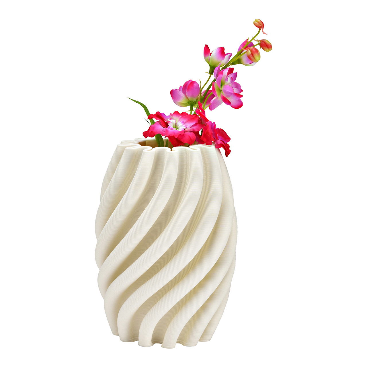 3D gedruckte Vase aus Keramik Weiß (B/H/T) 14x19x14cm nur für Trockenblumen