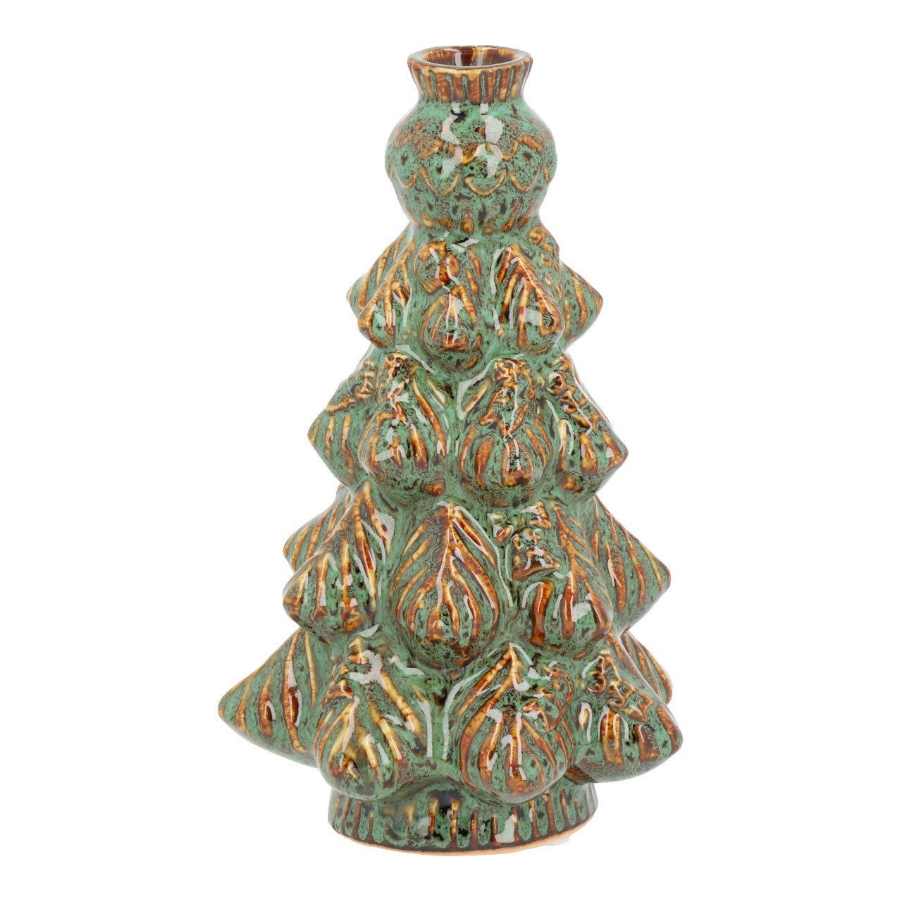 Keramikbaum, Tannenbaum, Weihnachtsdeko, Grünbraun, Glasiertes Design