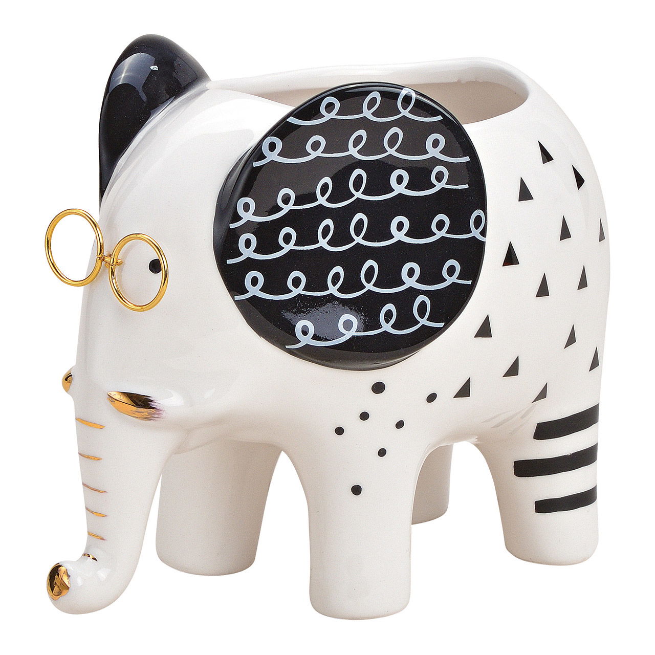 Blumentopf Elefant aus Keramik Weiß (B/H/T) 16x13x11cm Sparschwein