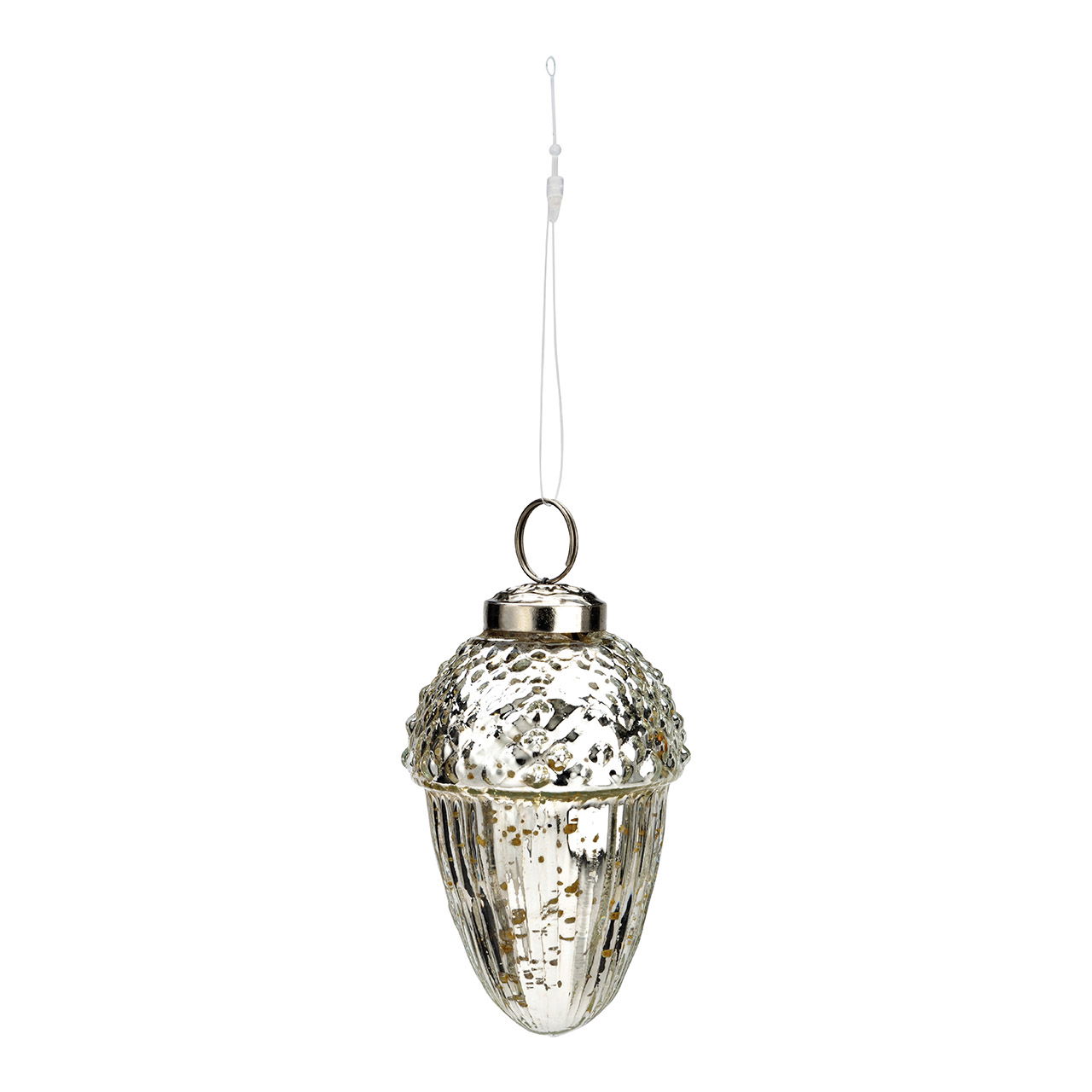 Christmas hanger silver glass pine cone (W/H/D) 5x9x5cm