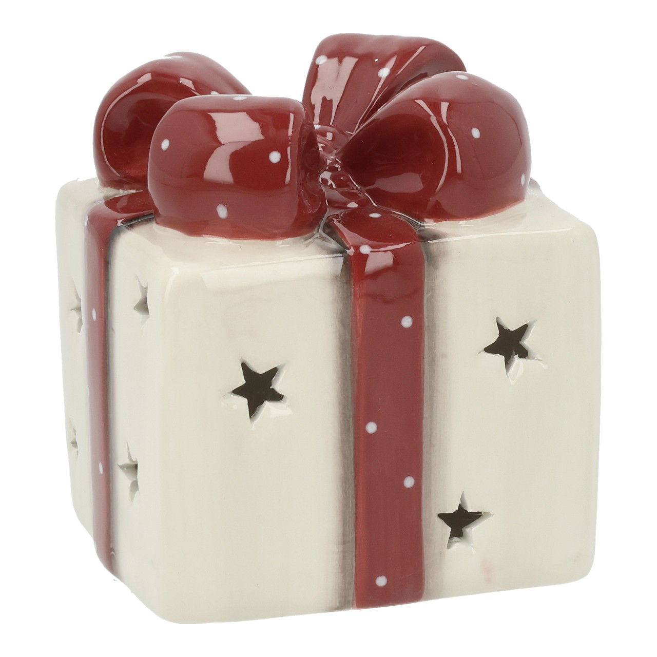 Geschenk LED aus Keramik Bordeaux (B/H/T) 9x10x9cm exkl. 2xLR44 Krug