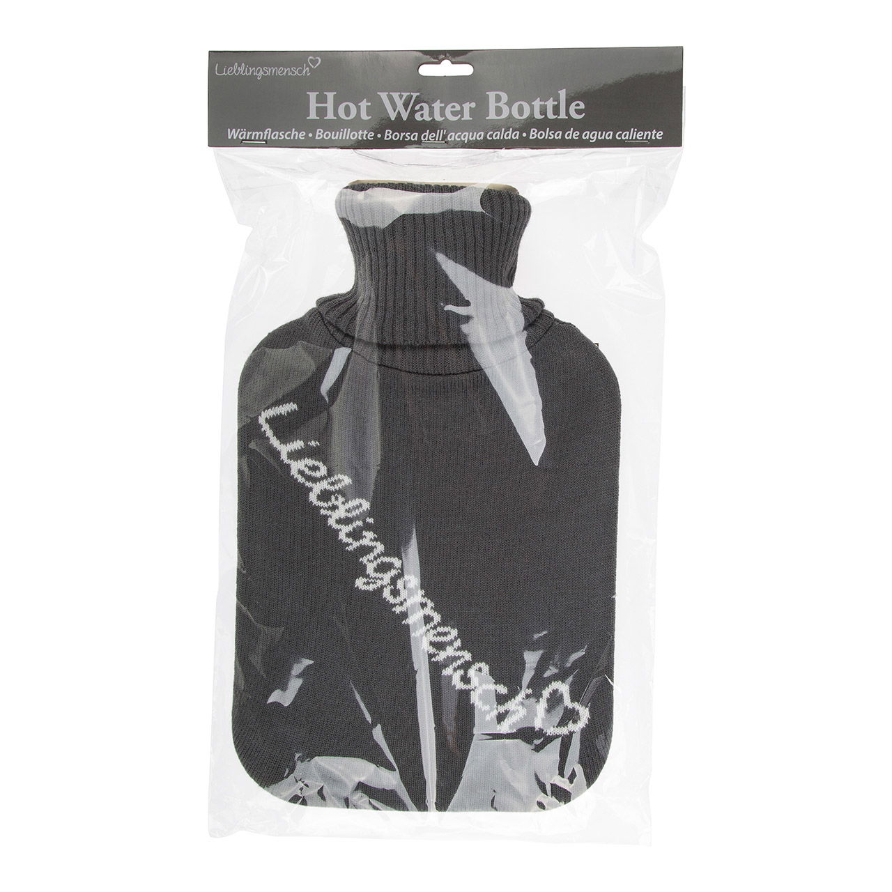 Hot water bottle, favorite person, 2 L, with polyester cover, grey (W/H/D) 18x34x3cm Hot water bottle, favorite person, 2 L, with polyester cover, grey (W/H/D) 18x34x3cm