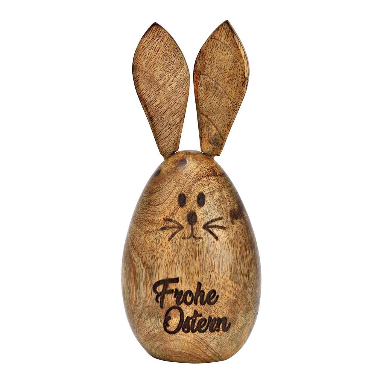 Hase Frohe Ostern aus Mangoholz braun (B/H/T) 8x20x8cm