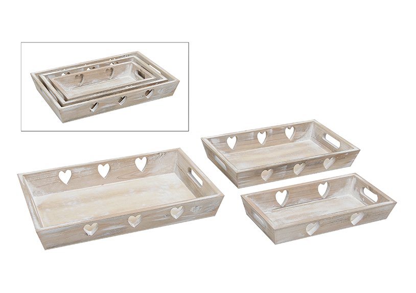 Wood tray set 3pcs 34x22x5cm