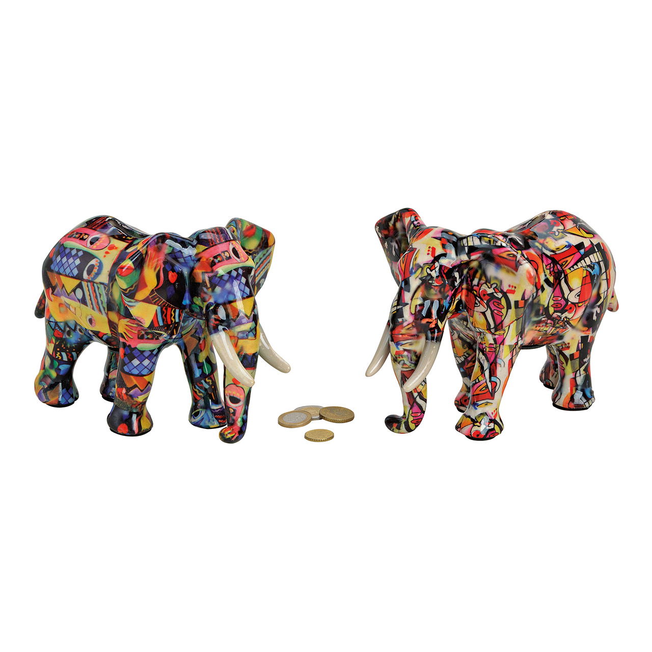 Kleurrijke keramische olifanten spaarpot, 2 assorti, B22 x D15 x H16 cm Kleurrijke keramische olifanten spaarpot, 2 assorti, B22 x D15 x H16 cm