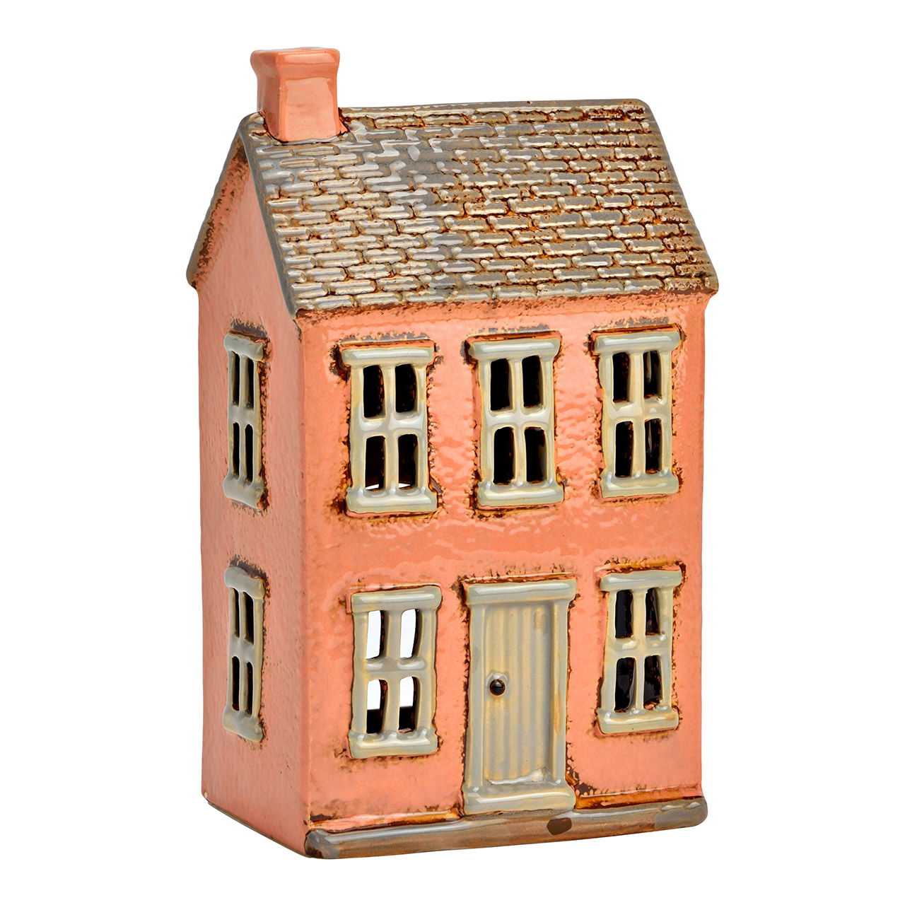 Maison lumineuse en porcelaine, rose (L/H/P) 13x22x8cm