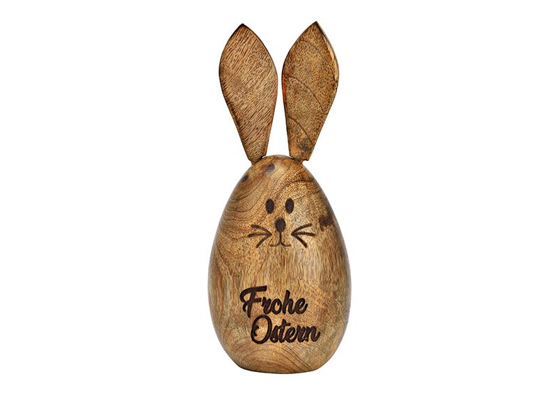 Conejo de Pascua feliz de madera de mango marrón (A/A/P) 8x20x8cm