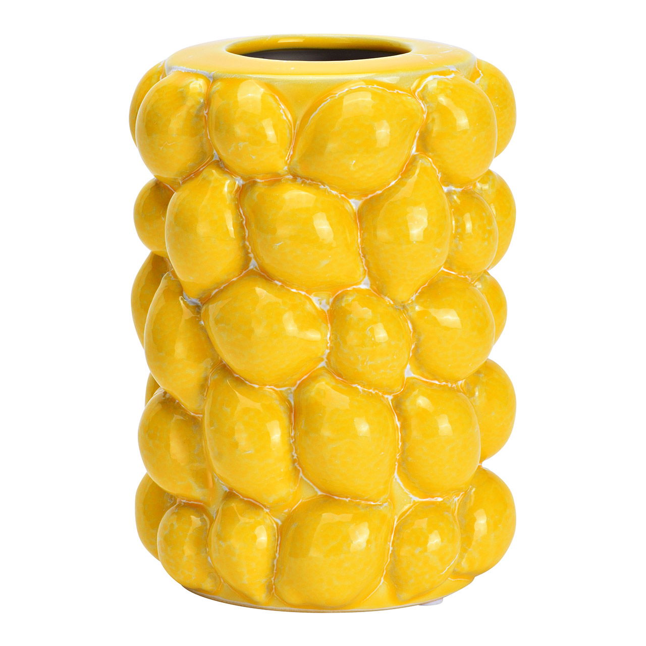 Ceramic lemon vase, yellow (W/H/D) 12x16x12cm