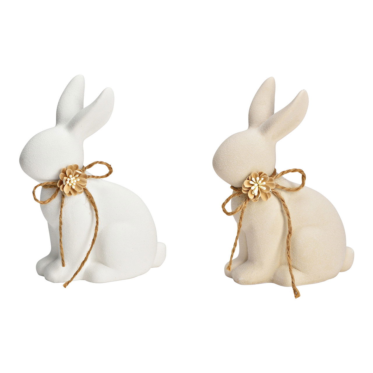 Hase mit Schleife aus Keramik beige, weiß 2-fach, (B/H/T) 12x15x7cm Hase mit Schleife aus Keramik beige, weiß 2-fach, (B/H/T) 12x15x7cm