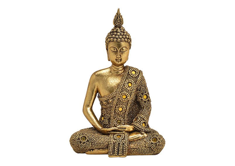 Bouddha en poly or (L/H/P) 13x19x9cm