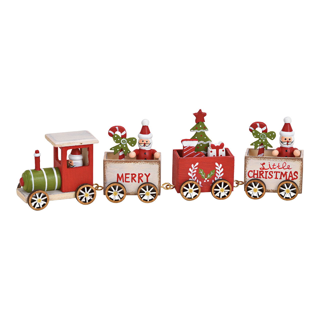 Wooden Christmas train, colorful (W/H/D) 28x8x4cm