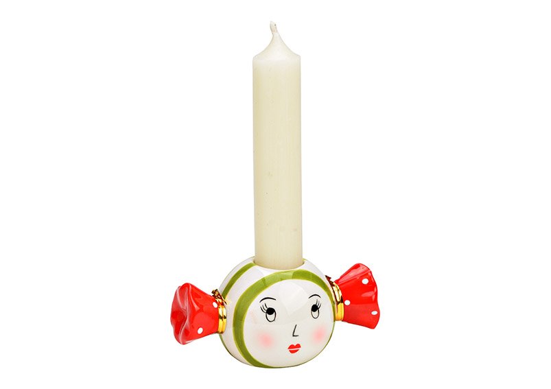 Candle holder candy made of ceramic colorful (W/H/D) 9x5x5cm