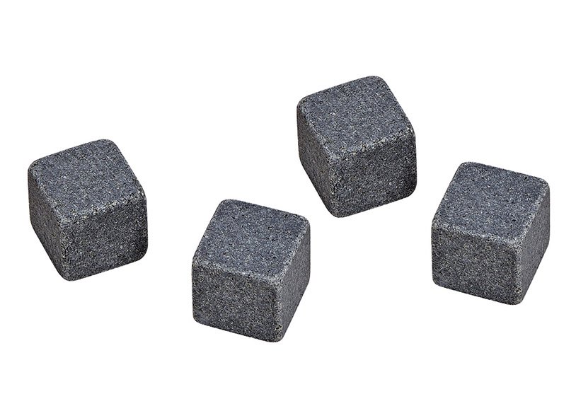 Set di pietre da whisky, cubetti di ghiaccio in pietra basaltica, 2cm, 8 cubetti con 4 bicchieri 9x8x9cm 300ml, 26,6x11,5x23,6cm